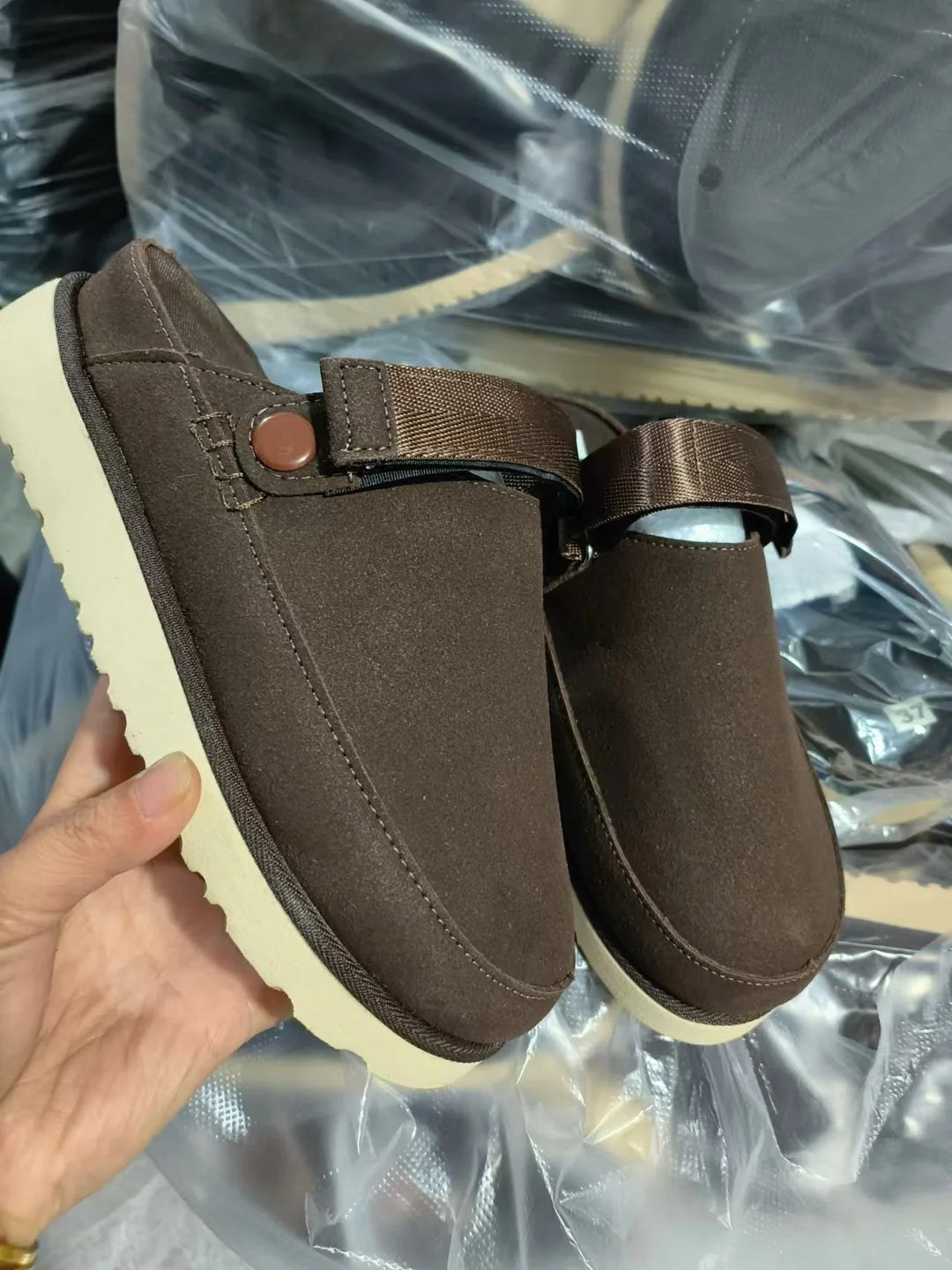 CALORA_ Pluche Winter Dames Sloffen Met Antislip Zool Binnen