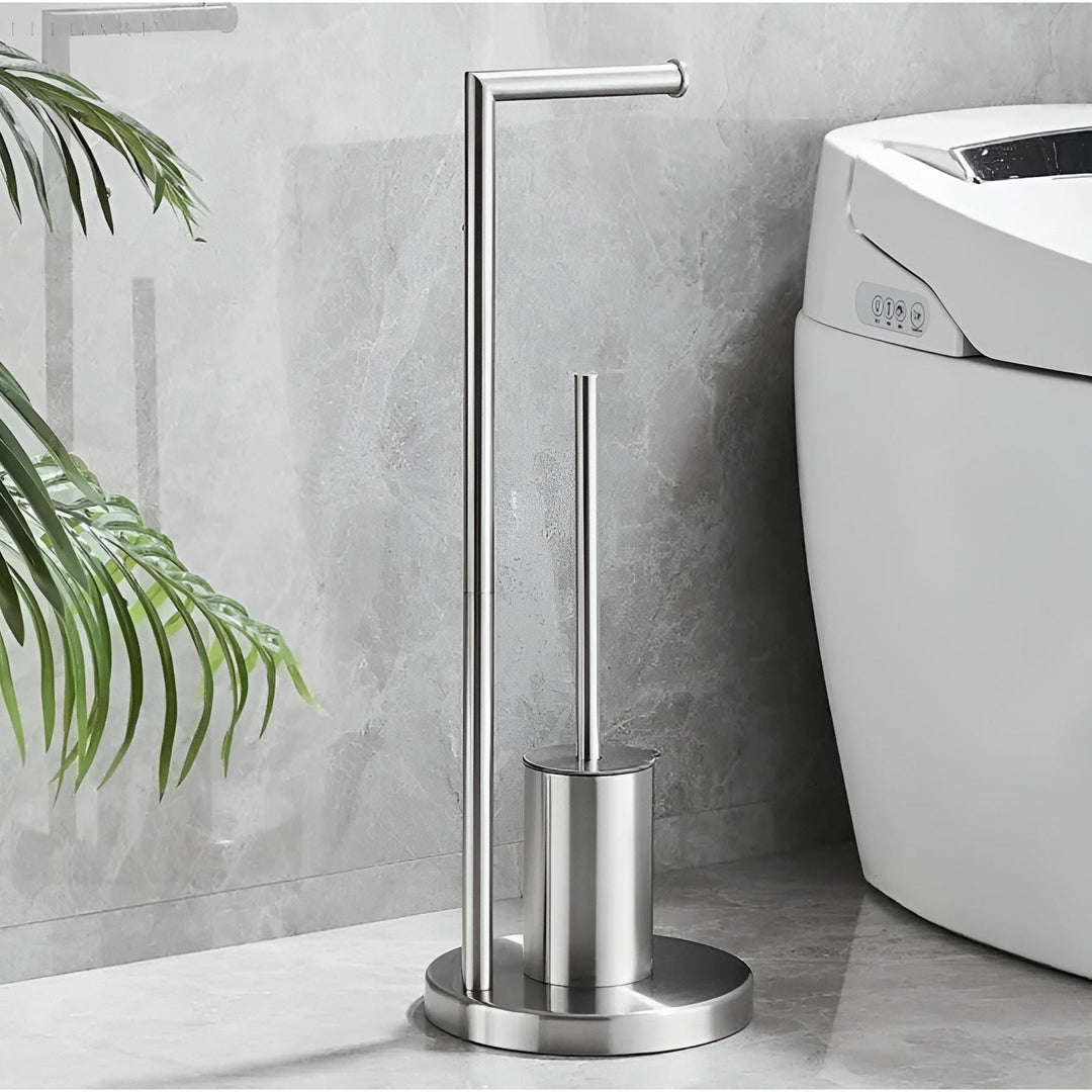 CALORA_ Gouden Moderne Toiletpapierhouder met Ingebouwde Borstel voor badkamer