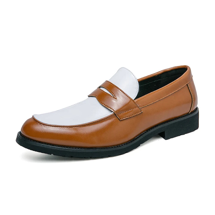 Domenico | Heren slip-on Loafers in Zwart en Wit Leer