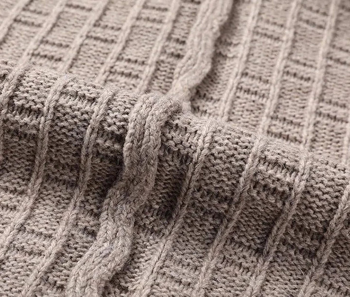 Geweven jacquard trui met kraag en knopen