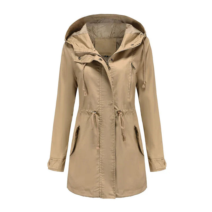 Dames katoenen trenchcoat met capuchon