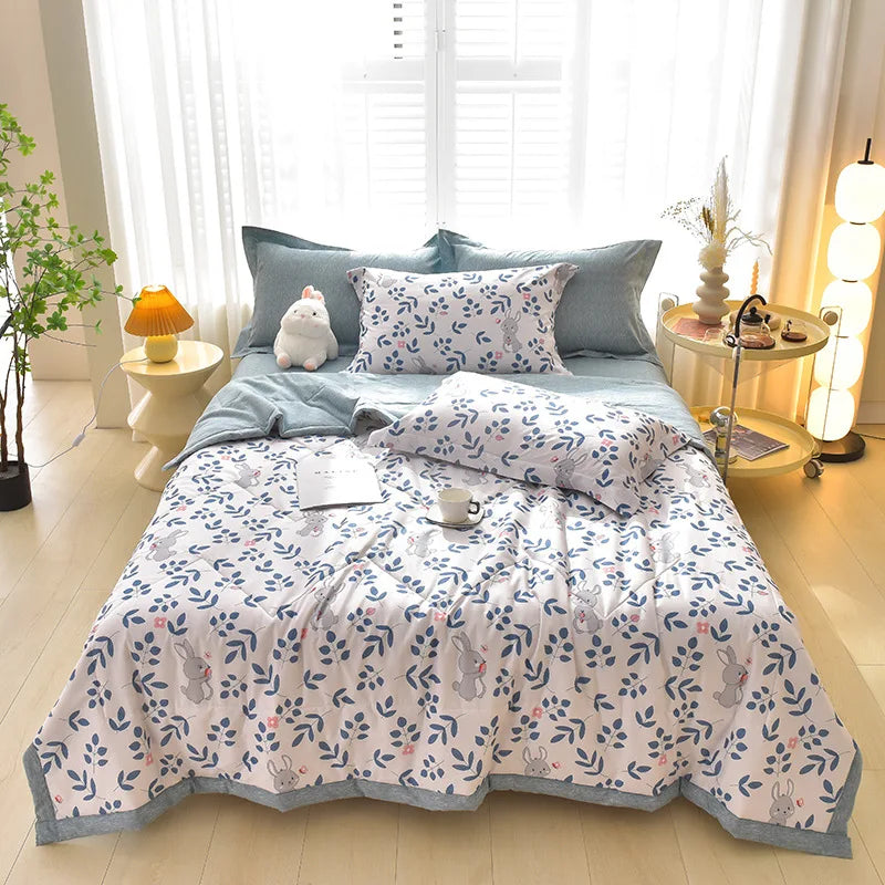 CALORA_ Plaid Koel Deken | Washed Katoen Lichtgewicht Comforter