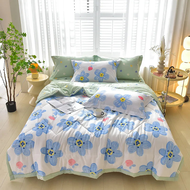 CALORA_ Plaid Koel Deken | Washed Katoen Lichtgewicht Comforter
