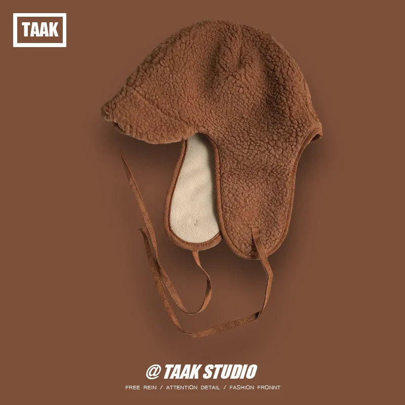 CALORA_ Lamswol Oorbescherming Unisex Bomber Hoed