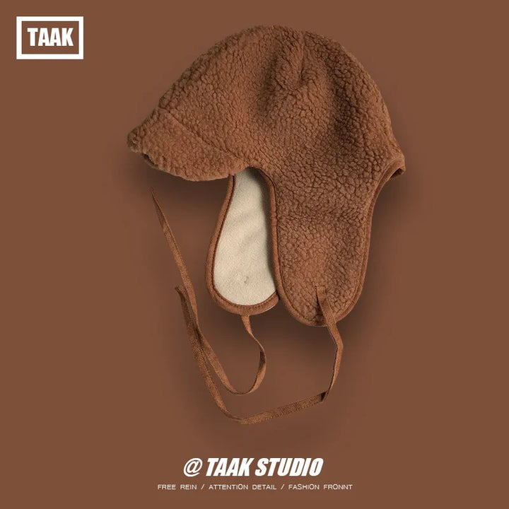 CALORA_ Lamswol Oorbescherming Unisex Bomber Hoed