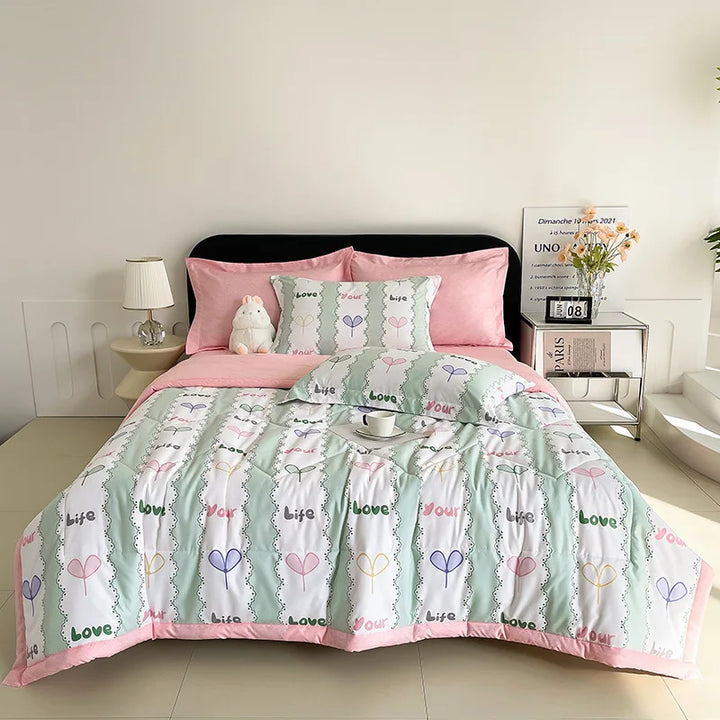 CALORA_ Plaid Koel Deken | Washed Katoen Lichtgewicht Comforter