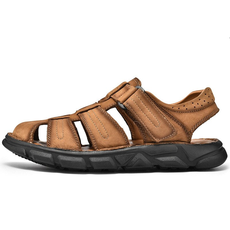CALORA_ Heren Leren Sandalen met Verstelbare Bandjes en Comfortabele Binnenzool