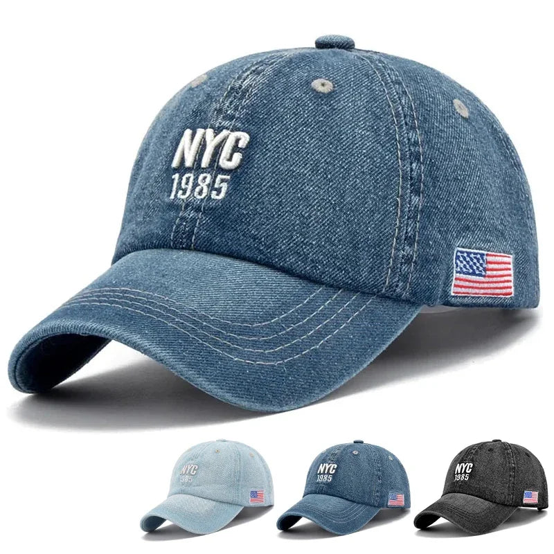 CALORA_ Borduurden Denim Baseball Pet voor Casual en Sportieve Activiteiten