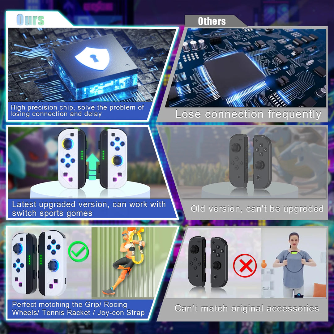CALORA_ Draadloze Bluetooth Gamecontroller met LED verlichting voor Switch