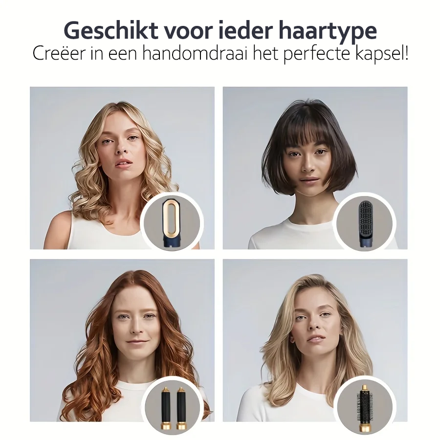 Glossify | Haarstyler 5-in-1 | Krachtige 1000W - Stijltang - Föhn