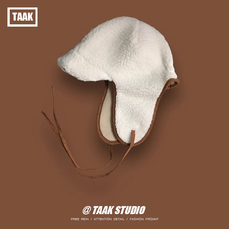 CALORA_ Lamswol Oorbescherming Unisex Bomber Hoed