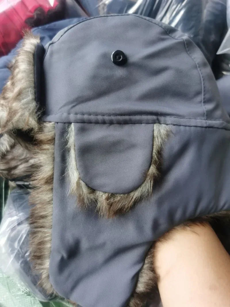 CALORA_ Men's Women's Winter Soviet Lei Feng Hats Outdoor Russian Ushanka Bomber Hat Thicken Windproof Fur Earflap Cap