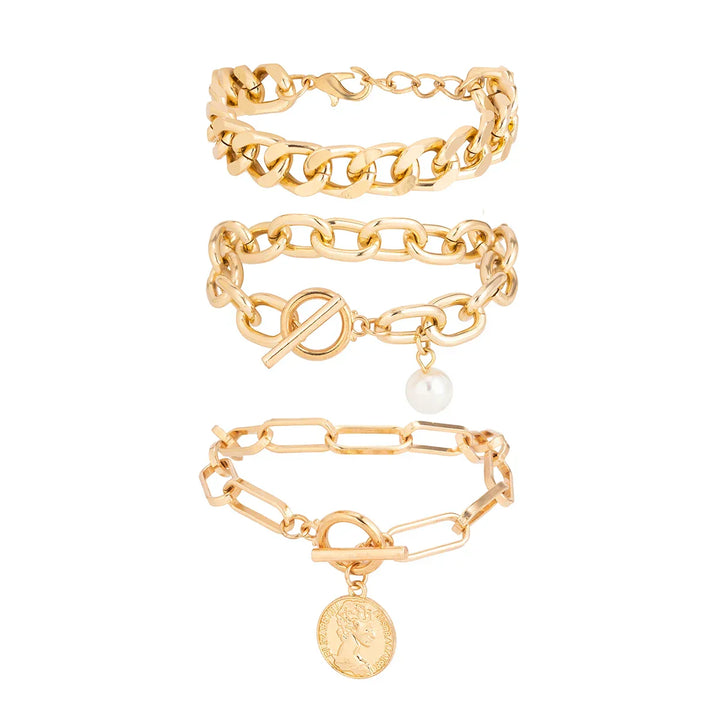 Veloria | Gouden Cuban Armband Set