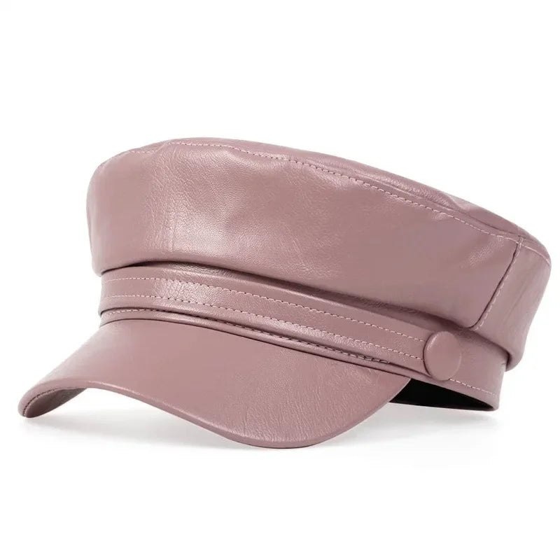 Trendy PU Lederen Beret Hoed | Casual en Stijlvol