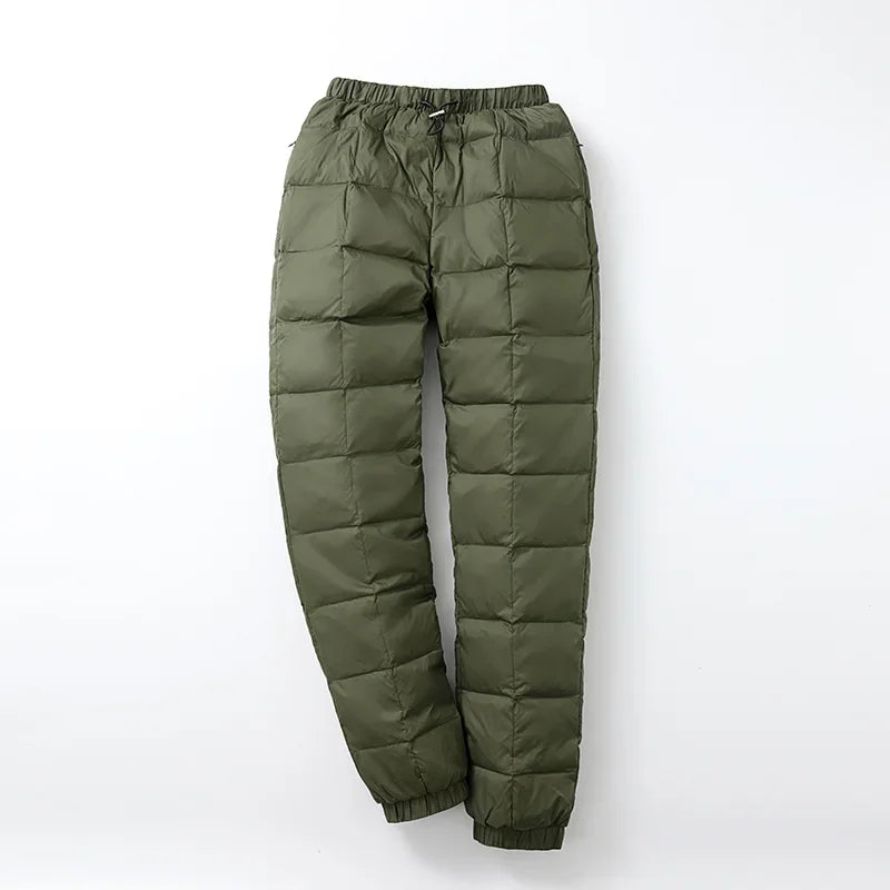 CALORA_ Dames winter hoge taille puffer rechte broek