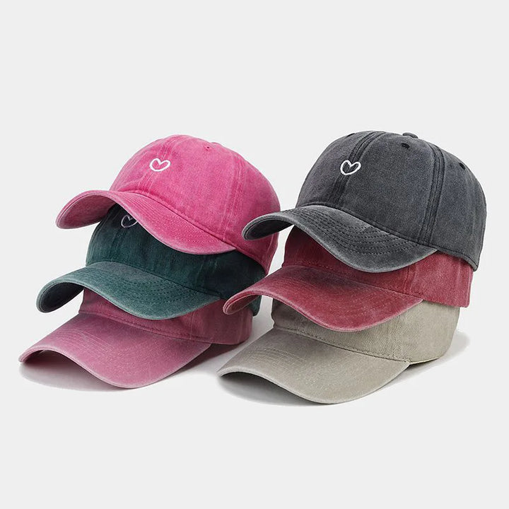 CALORA_ Gewassen Katoenen Baseball Pet Vrouwen met Geborduurde Liefde voor Buiten