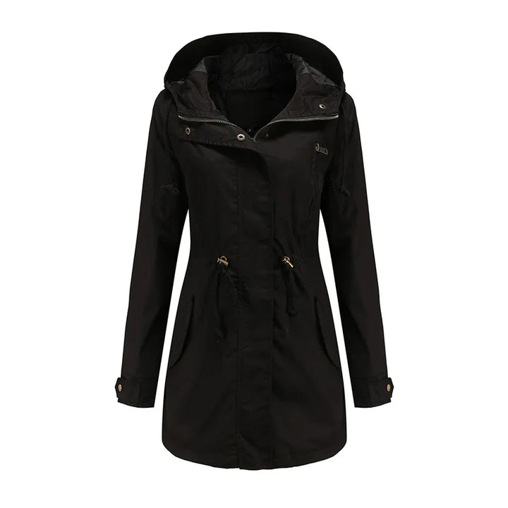 Dames katoenen trenchcoat met capuchon