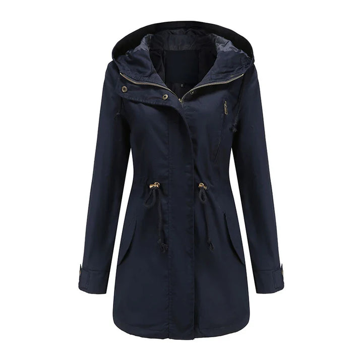 Dames katoenen trenchcoat met capuchon