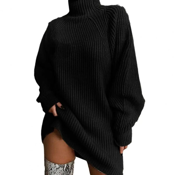 CALORA_ Romy | Dames herfst/winter mid-length raglanmouw trui jurk