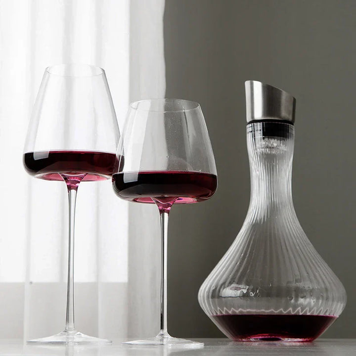 CALORA_ Sets van 4 en 6 Handgemaakte Kristallen Wijn- en Champagneglazen