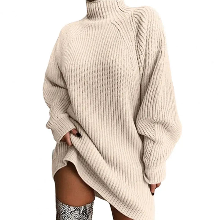 CALORA_ Romy | Dames herfst/winter mid-length raglanmouw trui jurk