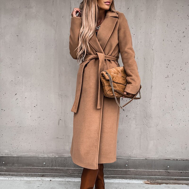 Elegante Wollen Trenchcoat met Riem