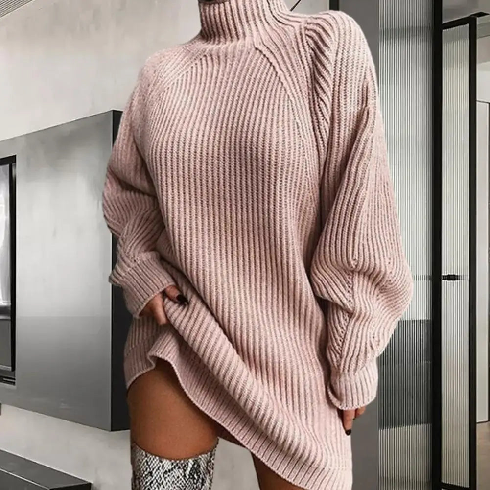 CALORA_ Romy | Dames herfst/winter mid-length raglanmouw trui jurk