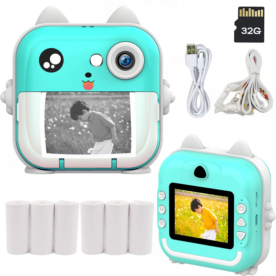 CALORA_ PixiPlay | Instant Print Fotocamera voor Kinderen met 32GB Kaart