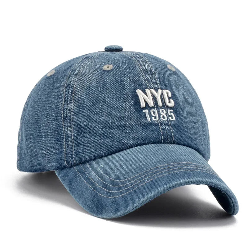 CALORA_ Borduurden Denim Baseball Pet voor Casual en Sportieve Activiteiten