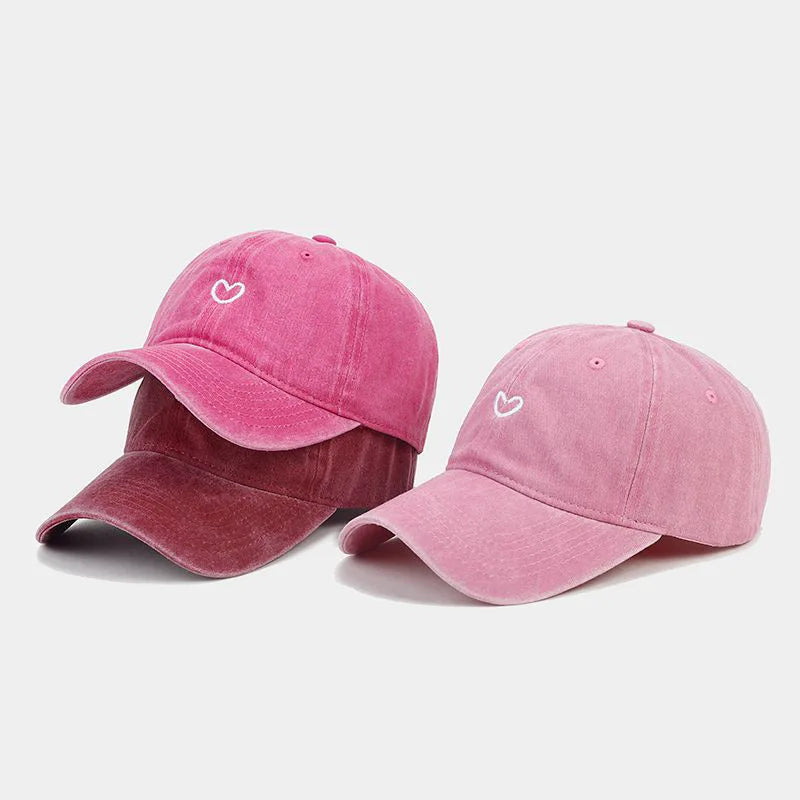 CALORA_ Gewassen Katoenen Baseball Pet Vrouwen met Geborduurde Liefde voor Buiten