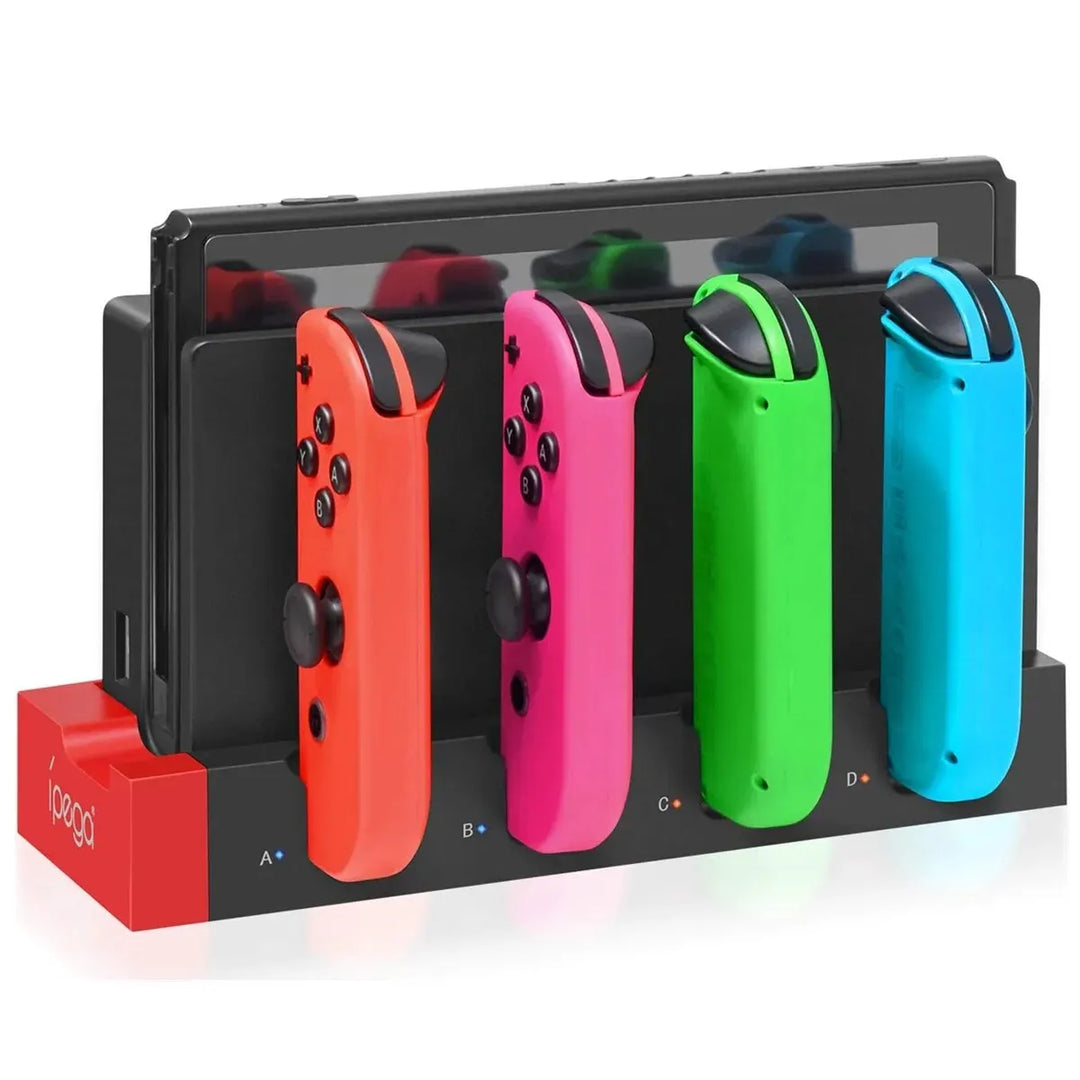 CALORA_ Oplaadstation voor Joycon - Laadt tot 4 Controllers op, Compatibel met Switch en OLED Model