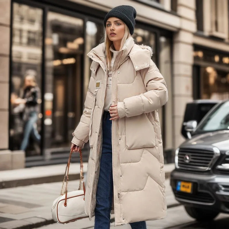 Kyra | Dames lange winter parka met capuchon - dikke gewatteerde jas