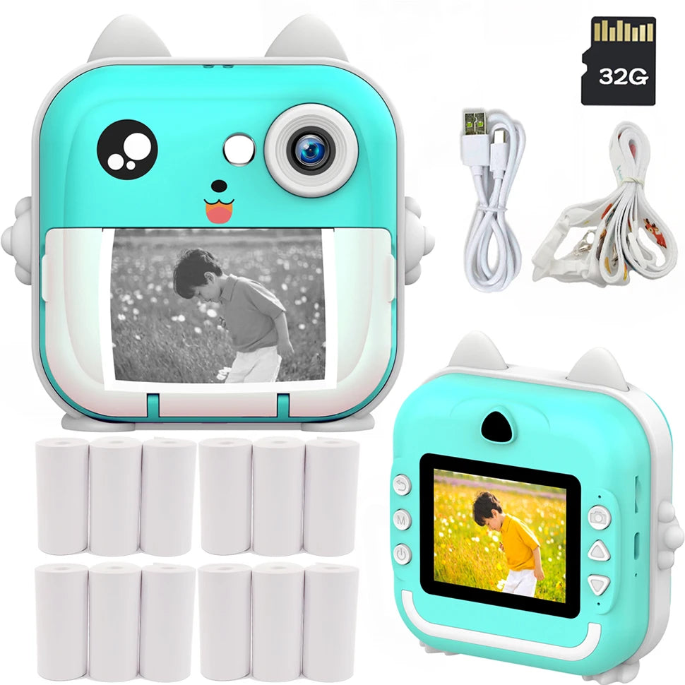 CALORA_ PixiPlay | Instant Print Fotocamera voor Kinderen met 32GB Kaart