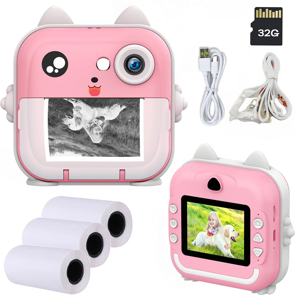 CALORA_ PixiPlay | Instant Print Fotocamera voor Kinderen met 32GB Kaart