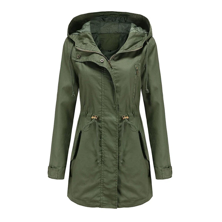 Dames katoenen trenchcoat met capuchon