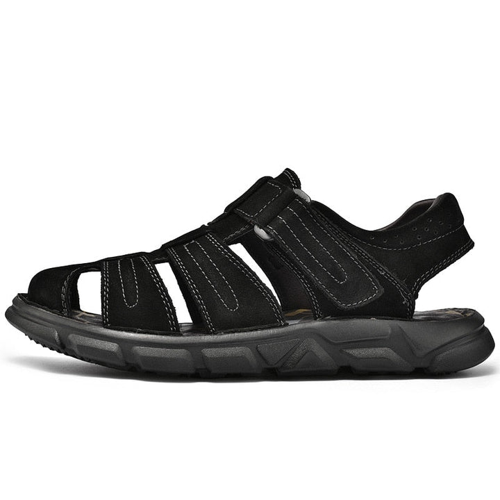CALORA_ Heren Leren Sandalen met Verstelbare Bandjes en Comfortabele Binnenzool