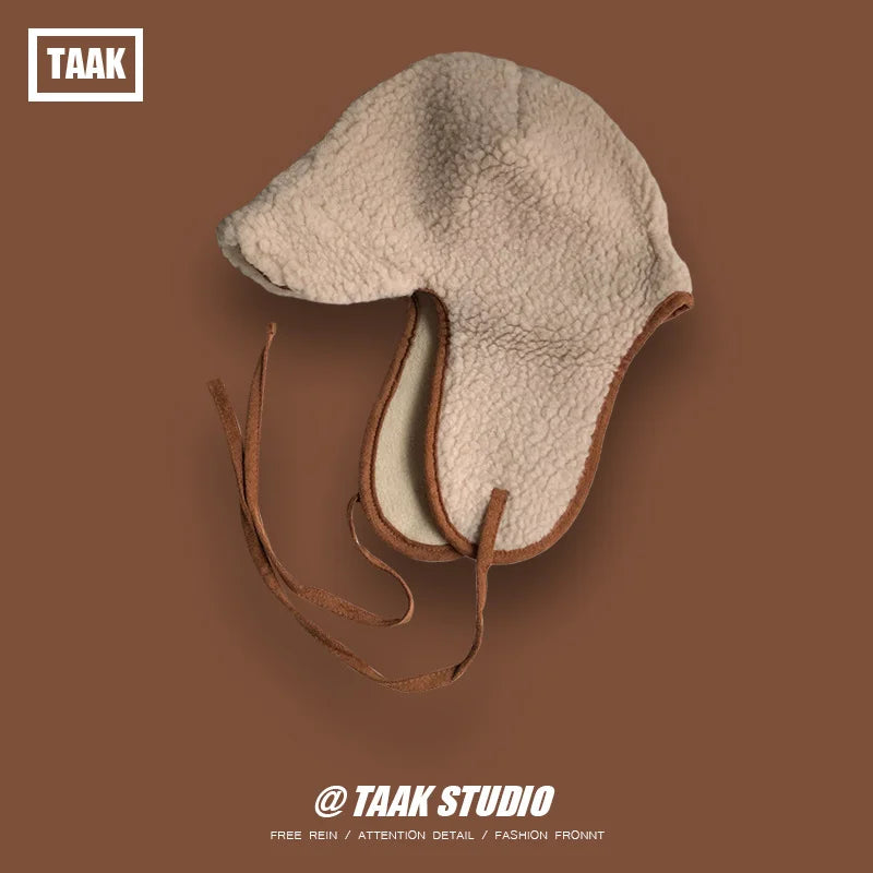 CALORA_ Lamswol Oorbescherming Unisex Bomber Hoed