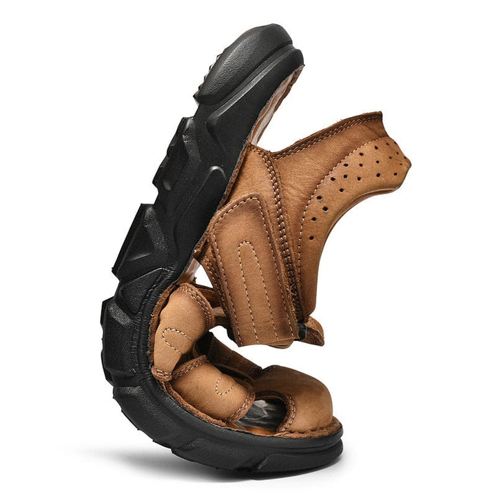 CALORA_ Heren Leren Sandalen met Verstelbare Bandjes en Comfortabele Binnenzool