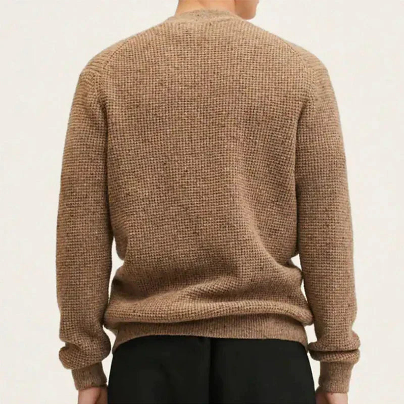 CALORA_ Beige vest van gestructureerde wol
