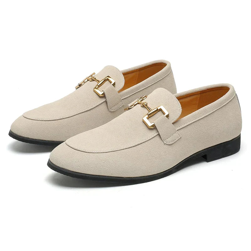 Bossélio | Suède Loafers met Metaal Gesp Detail