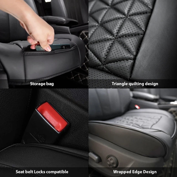 CALORA_ Premium PU Leren Zitting Bescherming | Universele Auto Stoelhoes