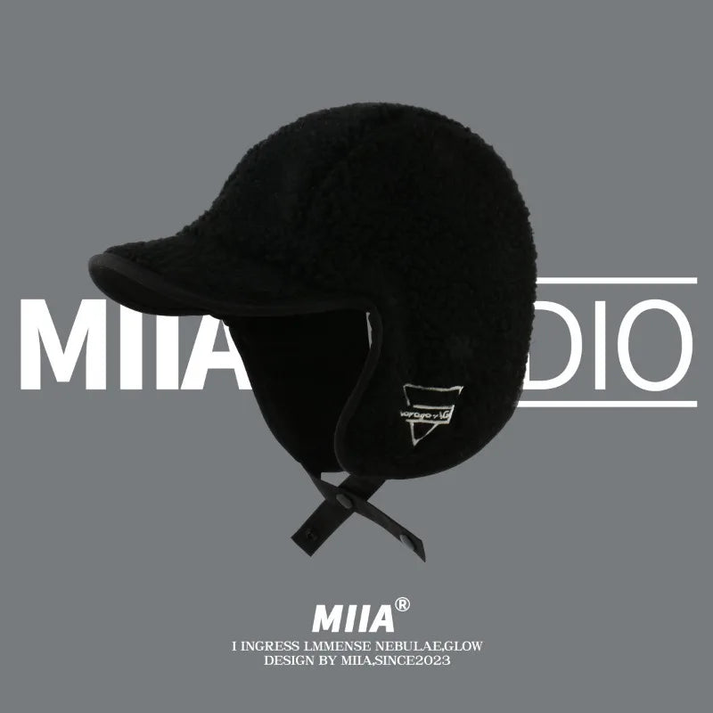 CALORA_ Lamswol Oorbescherming Unisex Bomber Hoed