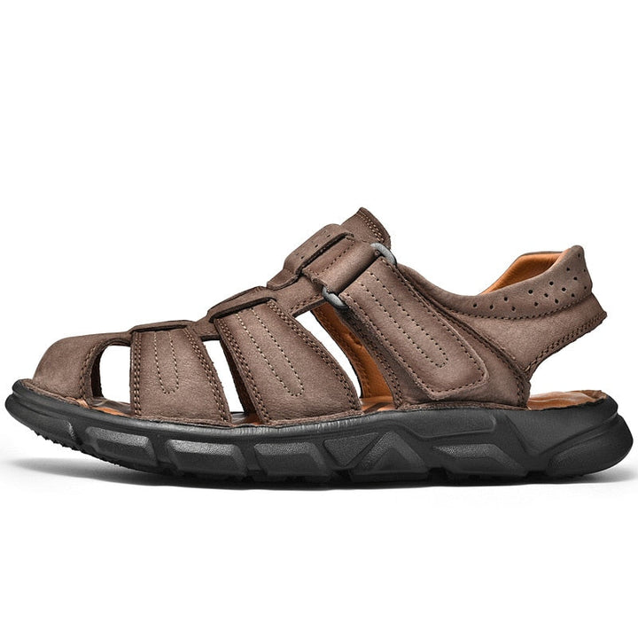 CALORA_ Heren Leren Sandalen met Verstelbare Bandjes en Comfortabele Binnenzool