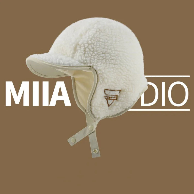 CALORA_ Lamswol Oorbescherming Unisex Bomber Hoed