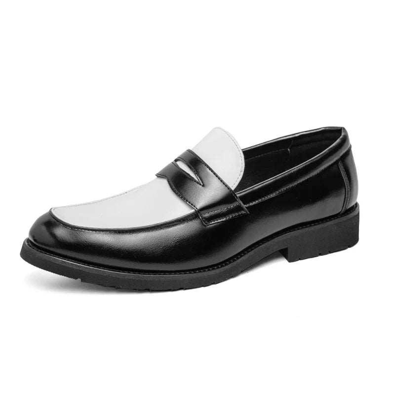 CALORA_ Domenico | Heren slip-on Loafers in Zwart en Wit Leer