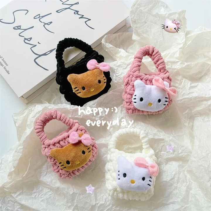 CALORA_ Hellokitty Kawaii Pluche Hoofdtelefoon Tas en Muntzak
