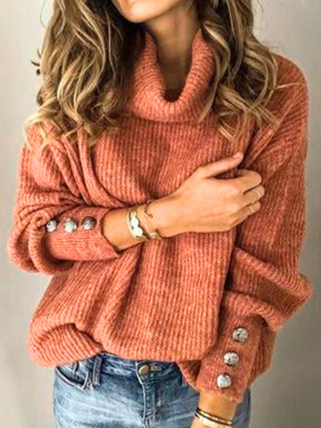 CALORA_ Alina | Dames herfst/winter effen coltrui casual trui