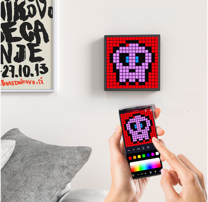 CALORA_ LED Bluetooth Pixel Scherm Tafellamp - DIY Creatieve Klok Decoratie