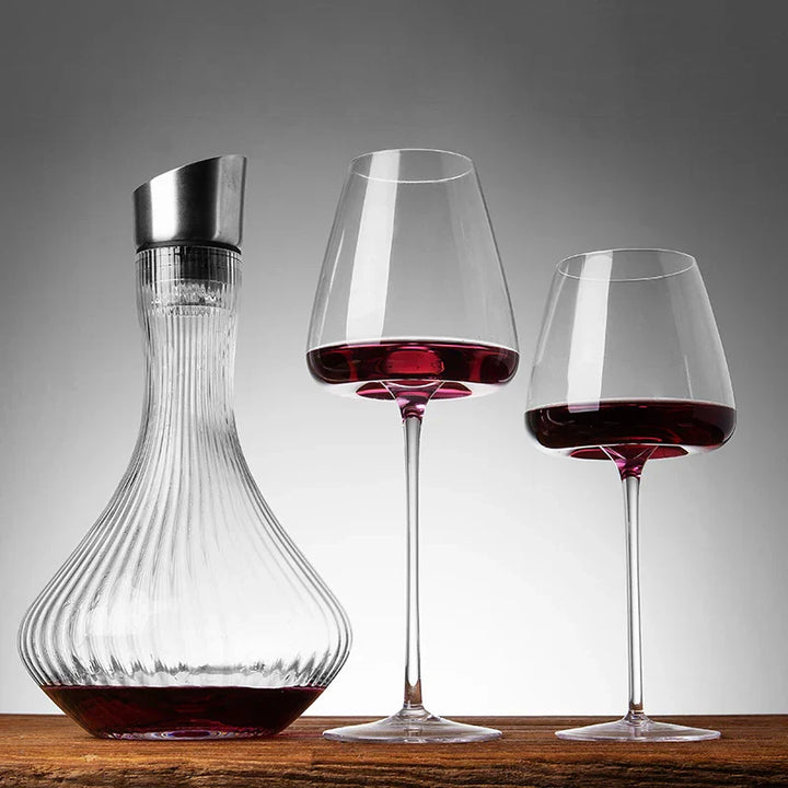 CALORA_ Sets van 4 en 6 Handgemaakte Kristallen Wijn- en Champagneglazen