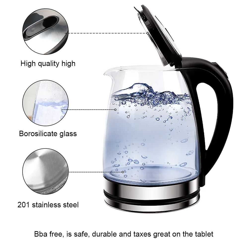 CALORA_ 220V 1.8L Glazen Theeketel Waterkoker 1500-1800W Droog Koken Bescherming